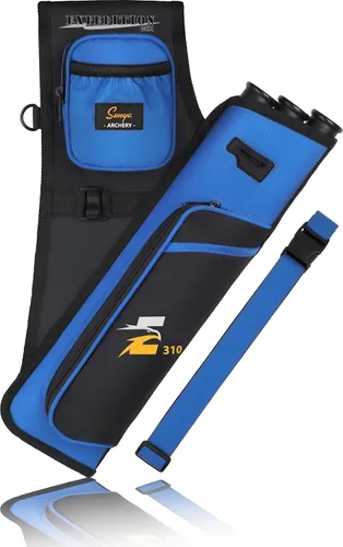 Vista 19 de SUNYA Carcaj de cadera de tiro con arco para flechas. Incluye 3 tubos de soporte de flecha, bolsillos de accesorios y cinturón de cintura. Apto