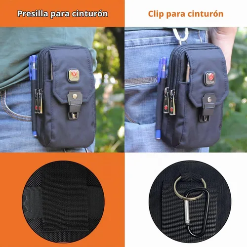 Vista 4 de Funda grande de nailon multiusos para iPhone 15 Pro Max 14 Pro Max Galaxy S22 Ultra S23 Ultra Universal Dual Smartphone con clip para cinturón
