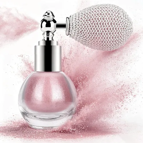 Vista 15 de KYDA Spray en polvo iluminador, spray de purpurina de alto brillo, maquillaje en polvo brillante, para cosméticos con purpurina facial y corporal