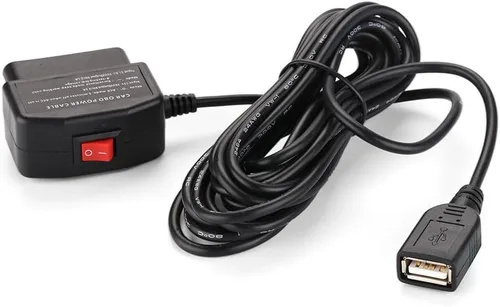 Vista 3 de Cable de alimentación OBD universal para cámara de salpicadero, 24 horas de vigilancia/modo Acc con botón de interruptor (puerto micro USB)