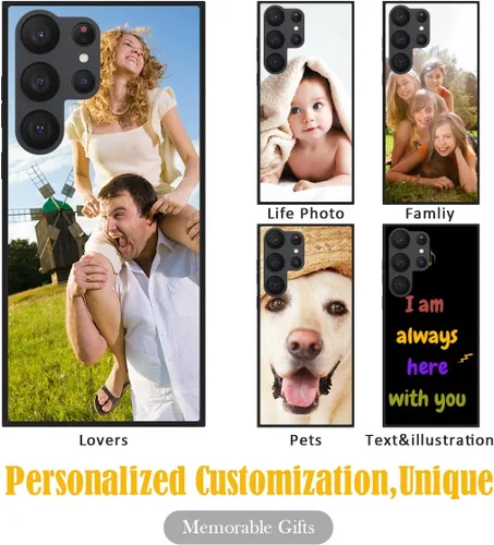 Vista 2 de Funda personalizada para Samsung Galaxy S23 Ultra con nombre de foto y texto - Funda suave y fina para teléfono móvil S 23 Ultra (negra) de 6.8