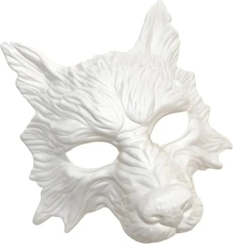 Vista 6 de MasqStudio Máscara de lobo negro, máscara de lobo blanco, máscara de lobos para mascarada, disfraz de Halloween, cosplay, fiesta