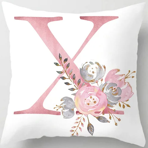 Vista 27 de Fundas de almohada rosa, lindas fundas de almohada decorativas con alfabeto, fundas de cojín cuadradas, protectores de almohada con letras