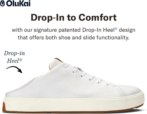 Vista 4 de OLUKAI Lae'ahi Li 'ILI - Tenis de cuero para hombre, zapatos de cuero de grano completo, tacón desplegable y suela de goma para todo tipo de clima