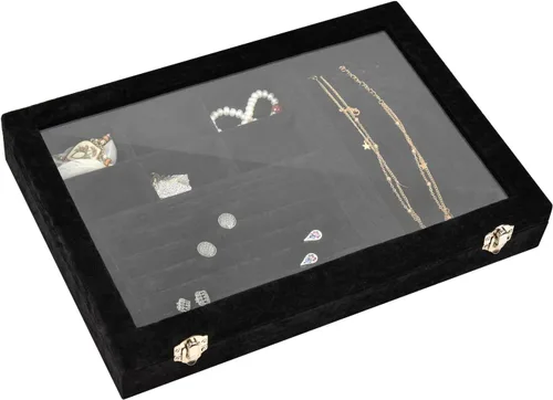 Vista 6 de VIEFIN Organizador de joyas organizador de aretes soporte para pulsera estuche de joyería de viaje organizador de collares platos apilables