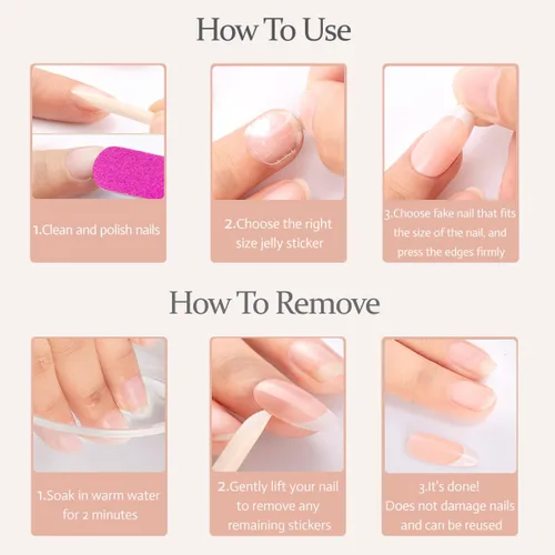 Vista 7 de Uñas postizas a presión azules cortas cuadradas con diseños, uñas postizas de color sólido, uñas acrílicas brillantes de cobertura completa