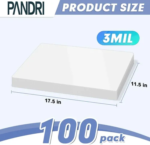 Vista 2 de PANDRI - Hojas de laminación, 100 bolsas de laminación térmica con capacidad para 11 x 17 pulgadas, papel laminador de plástico de 3 mil de 11.5 x