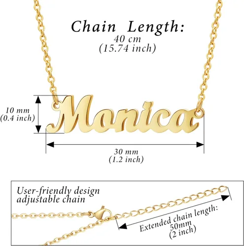 Vista 5 de Ldurian Name Necklace Christmas Gifts Name Pendant Necklace Christmas Gifts 14K Gold Dainty Name Plate Necklaces Birthday Jewelry Gift for Teen