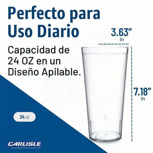 Vista 7 de Carlisle FoodService Products - Vaso de plástico Stackable™ de 24 onzas, transparente (paquete de 72)
