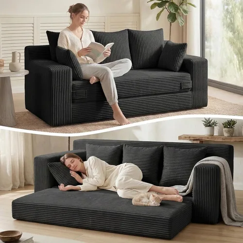 Vista 14 de Sofá cama convertible sin hueso de gran tamaño, sofá cama futón plegable, sofá cama tamaño Queen, sofá plegable sin hueso, sofá cama extraíble