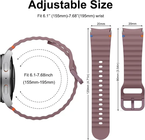 Vista 6 de Meliya Correas sin espacio solo compatibles con Samsung Galaxy Watch 7 FE 6 5 4 Band 1.575 in 144.4 ft/Watch 6 Classic Band 1.693 in 1.850 in/Watch