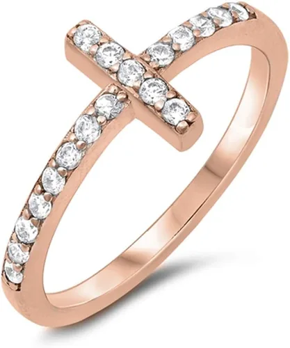 Vista 4 de ELIJA SU COLOR anillo de plata esterlina con diseño de cruz Circonita cúbica simulada negra