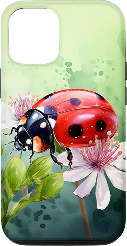 Vista 26 de Funda para iPhone 16 con diseño de mariquita en flores, color verde