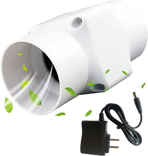 Vista 8 de Ventilador de conducto en línea de 2 pulgadas, ventilador de ventilación de flujo de mezcla, mini ventiladores de entrada de escape para tienda