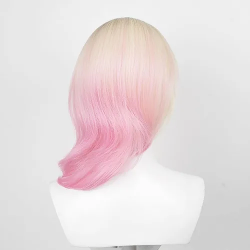 Vista 6 de Gorgewg Pelucas cortas rubias rosas para Stacy Cosplay peluca adulta mujeres disfraz fiesta juego de rol pelo sintético