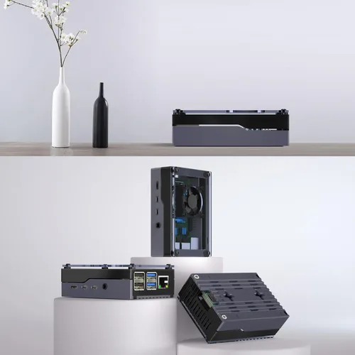Vista 6 de Miuzei Funda para Raspberry Pi 4 con ventilador de 1.378 in, fuente de alimentación de 5 V 3 A, 4 disipadores de calor para Raspberry Pi 4 Modelo B