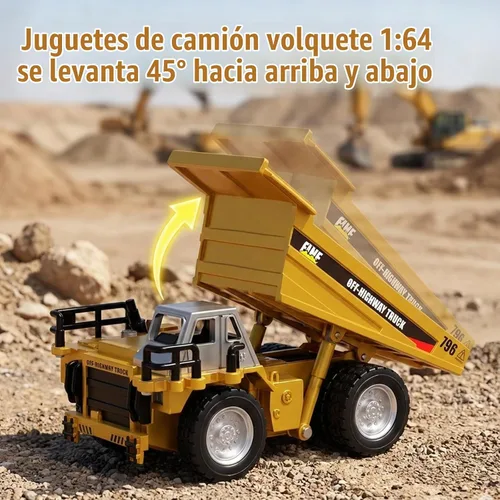 Vista 3 de 1/64 mini camión volquete de RC, mini juguete de la construcción