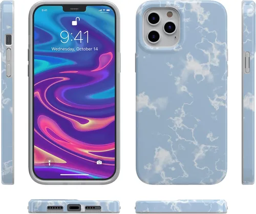 Vista 8 de Casely Funda para iPhone 11 Pro Max Cielos azul claro Nubes de mármol Diseño clásico ultra delgado