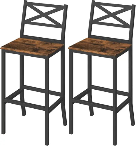 Vista 11 de MAHANCRIS Taburetes de bar, juego de 2 sillas de bar con respaldo y reposapiés, taburetes de barra de mostrador de 26 pulgadas de alto, sillas