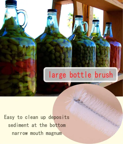 Vista 6 de Cepillo Carboy, 2 piezas de cepillos de nailon de 30 pulgadas y cepillos de acero inoxidable con mango extendido para botellas de agua de 3, 5, 6