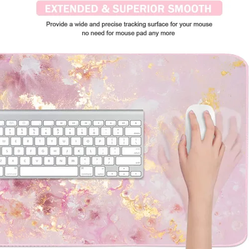 Vista 4 de Alfombrilla de mouse extendida para juegos (35.4 x 15.7 pulgadas), alfombrilla de escritorio grande para laptop, computadora, teclado, impermeable