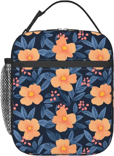 Vista 14 de Lonchera con diseño de margaritas para mujeres, niños, niñas y hombres, lonchera aislada, bolsa de almuerzo para adultos, bolsa de almuerzo