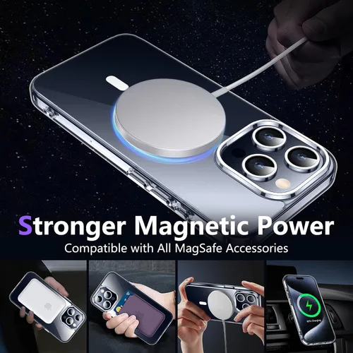 Vista 7 de Funda transparente diseñada para iPhone 15 Pro Max, compatible con MagSafe, antiamarilleo, protección contra caídas de grado militar, delgada, a