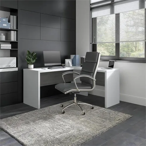 Vista 2 de Bush Business Furniture Echo - Escritorio en forma de L en blanco puro y gris moderno