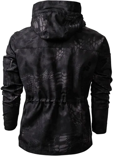 Vista 2 de HTHLVMD Chaqueta táctica militar suave para hombre, para deportes al aire libre, caza, ejército, impermeable, abrigo