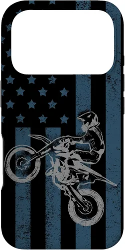 Vista 30 de Dirt Bike US Flag Vintage Motocross Racing Case for iPhone 17