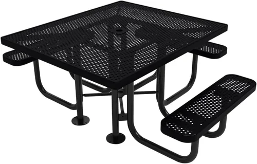Vista 144 de COATEDOUTDOORFURNITURE Mesa de picnic cuadrada de 46 pulgadas, expandida, color negro