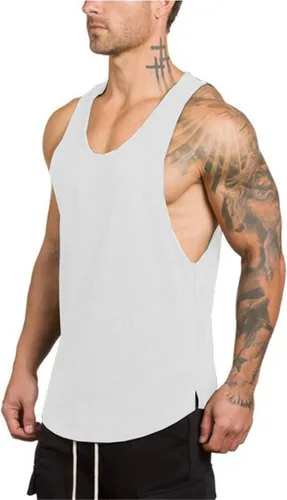 Vista 4 de Muscle Killer Paquete de 3 camisetas sin mangas para hombre, para gimnasio, entrenamiento, culturismo, fitness, Blanco