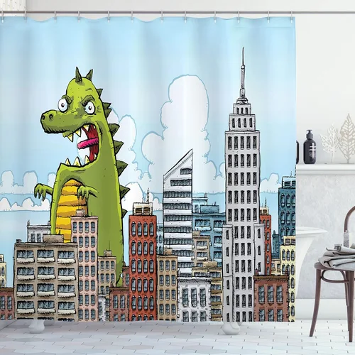 Vista 35 de set de cortina para baño decorativa de tela de poliéster con ganchos