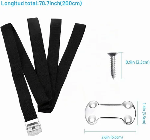 Vista 4 de Kit de Correa de Amarre Universal para Enfriadores, Kit de Amarre para Correas de Enfriadores, Correa de Amarre con Hebilla de Leva Compatible