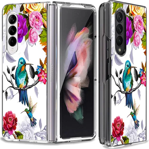 Vista 8 de Bcov Funda para Galaxy Z Fold 3 5G, atrapasueños, espacio de flores, antiarañazos, sólida, funda protectora a prueba de golpes para Samsung Galaxy Z
