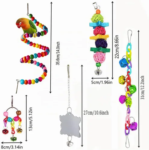 Vista 4 de Juguetes de cacatúa, periquitos para pájaros, accesorios de jaula de periquitos ESRISE