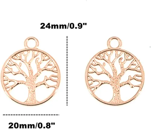 Vista 2 de ALIMITOPIA 50 dijes de árbol de la vida de aleación para manualidades, pulseras, collares, joyas, accesorios