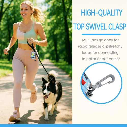 Vista 5 de Soporte para bolsa de golosinas y excrementos para perro, 2 bolsas impermeables con cremallera para accesorios de paseo de mascotas