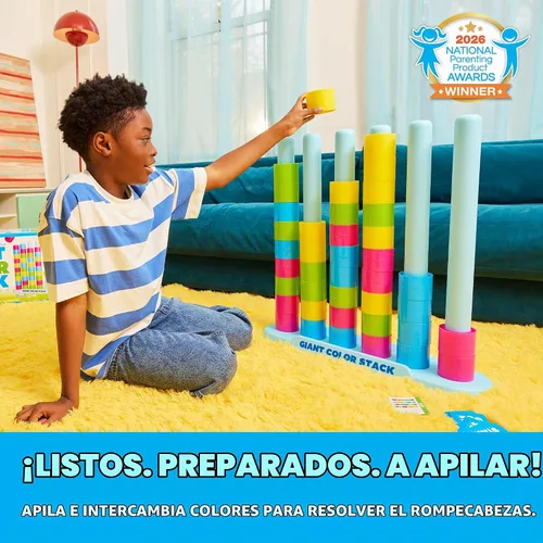 Vista 2 de Giant Color Stack Challenge de Relatable - Ganador del Premio Nappa 2025, juego de apilamiento de estrategia con 50 rompecabezas, actividad de patio