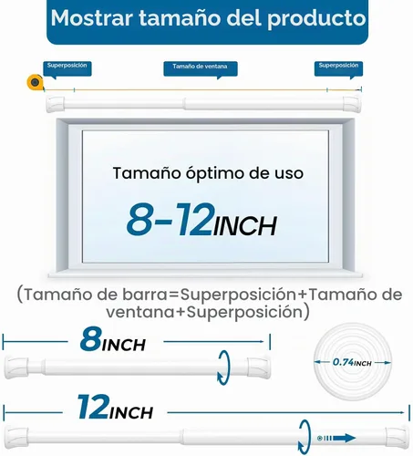 Vista 8 de AIZESI Varillas de cortina de tensión de resorte Barra de tensión corta (blanco, 8" a 12"-2Pcs)