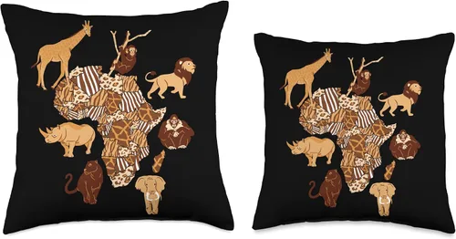Vista 3 de Africa Safari Souvenir Serengeti Safari Squad Africa Safari Squad Serengeti Map Wild Animals Adventure - Almohada de 16 x 16 pulgadas, multicolor