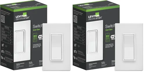 Vista 10 de Leviton Decora Smart regulador de intensidad, Wi-Fi 2ª generación, requiere cable neutro, funciona con Matter, My Leviton, Alexa, Asistente