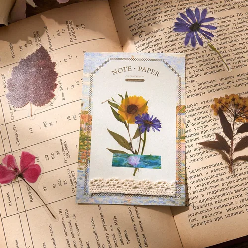 Vista 8 de emmoolife Juego de calcomanías de flores prensadas (380 piezas) con temática de flores secas, calcomanías florales botánicas para diarios