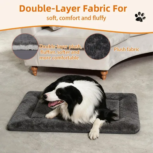 Vista 2 de Tapete de cama para perro de 24 x 18 pulgadas, cama para perros pequeños Gris-oscuro