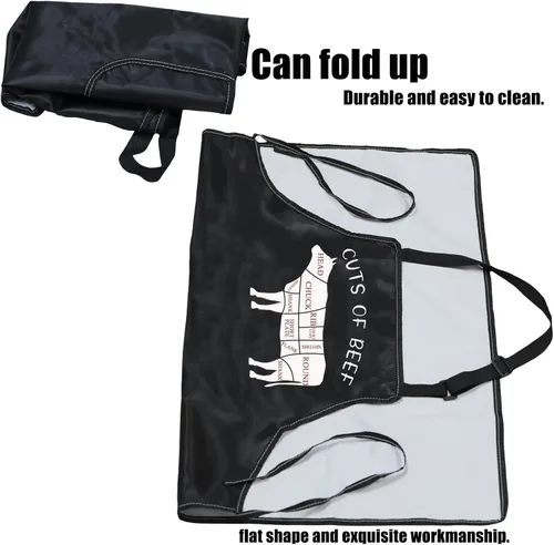 Vista 6 de PXTIDY Delantal de cocina para amantes de la carne de res, delantal de cocina, delantal de carnicero con bolsillos, regalos para amantes de la cocina