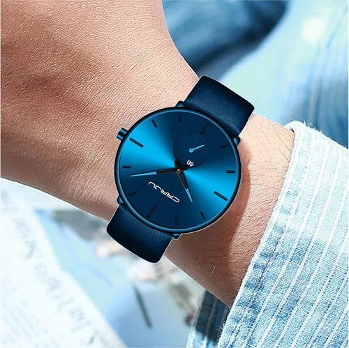 Vista 7 de Mens Watches Ultra-Thin Minimalist Waterproof-Fashion Wrist Watch for Men Unisex Dress with Leather Band