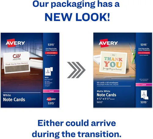 Vista 2 de Avery Tarjetas de notas imprimibles con sobres, 4.25 x 5.5 pulgadas, blancas, 60 tarjetas de notas en blanco para impresoras láser (05315)