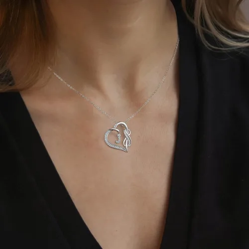 Vista 6 de Collares con inicial de corazón para mujer, collar con inicial infinita para regalos de adolescentes y niñas