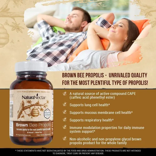 Vista 2 de NaturaNectar Paquete de propóleo de abeja natural, propóleos rojos y propóleos marrones, para apoyo inmunológico, salud respiratoria y metabolismo
