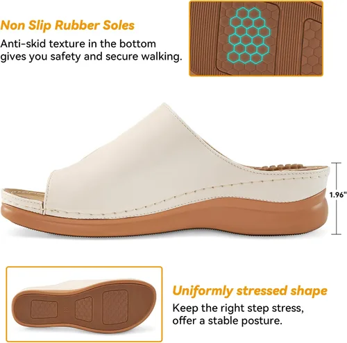 Vista 14 de Sandalias ortopédicas de cuña para mujer: cómodas y elegantes sandalias de verano para mujer, cómodas y casuales para caminar con plataforma